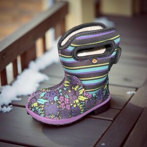 BABY BOGS Super Flowers Print Infant Snow Boots Size 7